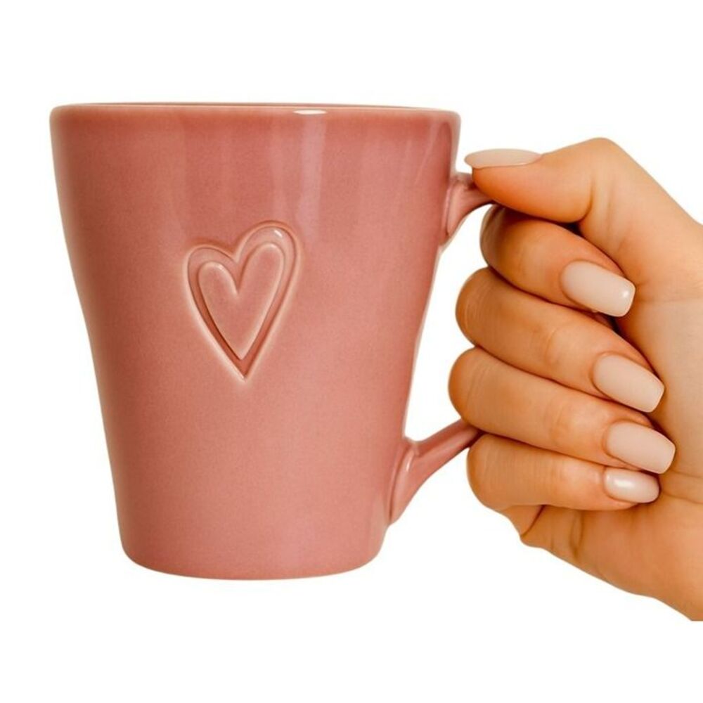 15 FL Oz Starbucks Cup Mug Pink Heart 2006 Valentines Ceramic Coffee Hot COCOA
